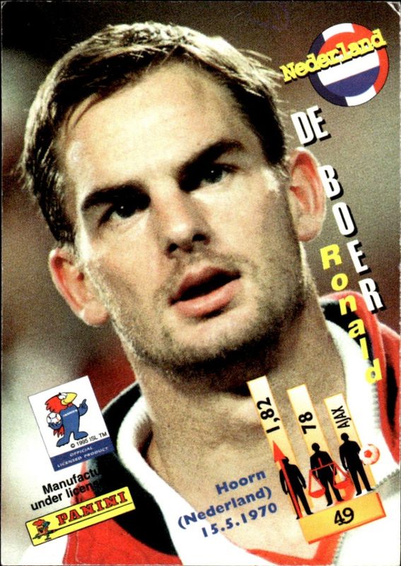 Panini 1998 France World Cup Card #49 Ronald De Boer Holland