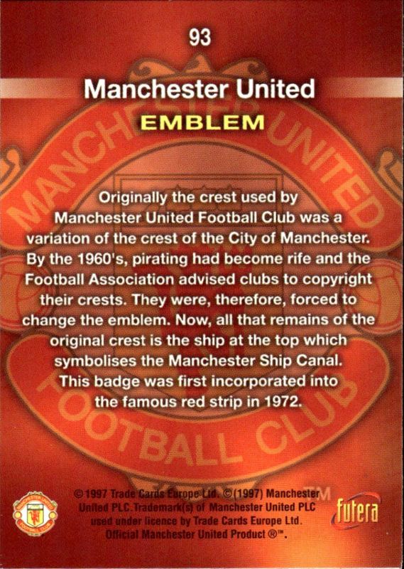 1997 Futera Manchester United #93 Current Emblem