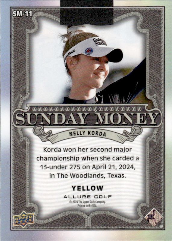 2026 UPPER DECK ALLURE #SM-11 NELLY KORDA SUNDAY MONEY YELLOW