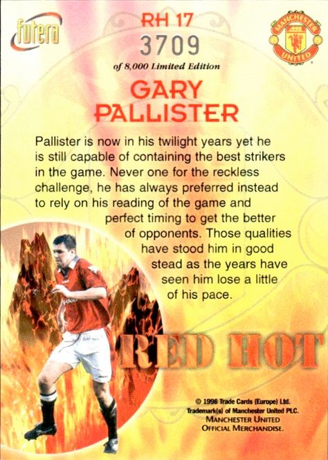 Hovedbilde Gary Pallister Red Hot 98 RH17 #3709/8000
