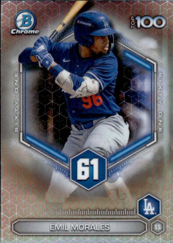2026 Bowman Emil Morales #BTP-61 Scouts Top 100 Chrome Los Angeles Dodgers'