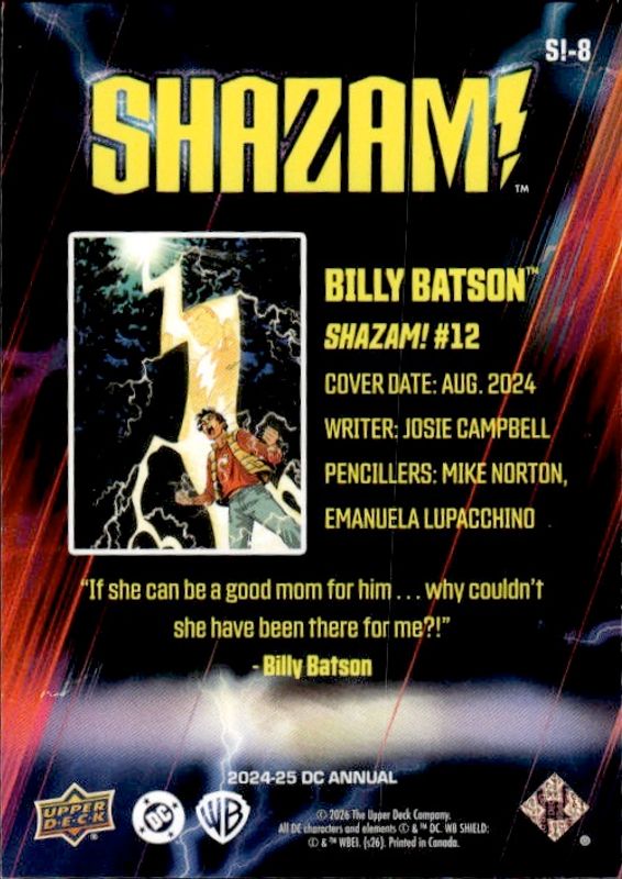 BILLY BATSON 2024-25 Upper Deck DC Annual SHAZAM!