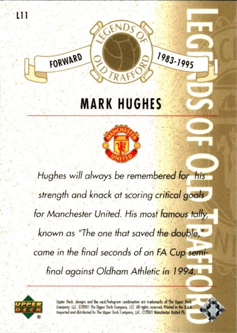 Main Image 2001 Upper Deck Manchester United Legends of Old ...