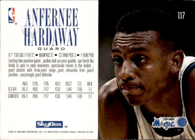 Main Image 1994 Skybox Premium #117 - ANFERNEE HARDAWAY