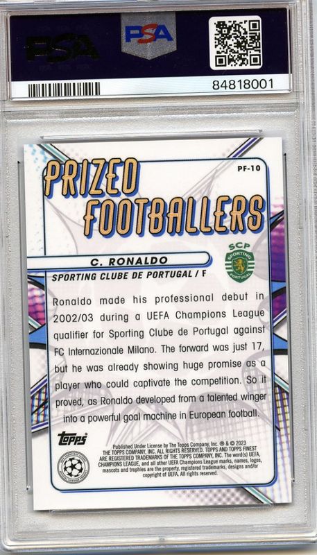 CRISTIANO RONALDO PRIZED FOOTBALLERS-PURPLE GEM MINT PSA10 #212/299