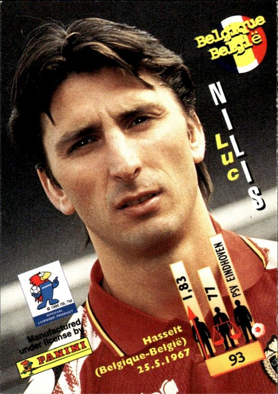 Luc Nilis Belgium Panini France 98 Card No. 94 World Cup 1998