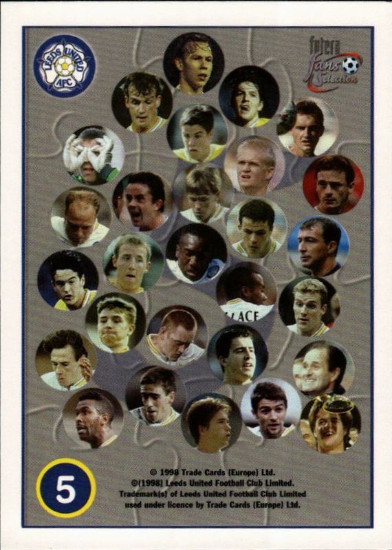 Leeds United 1998 Futera Fans Selection Team Puzzle Cards 1-9 set