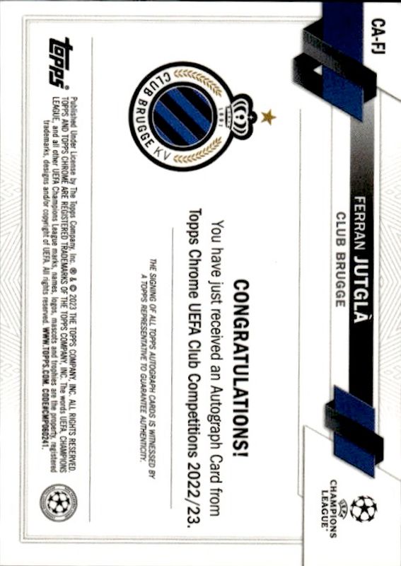 TOPPS CHROME 2023 CLUB BRUGGE FERRAN CA-FJ ORANGE
