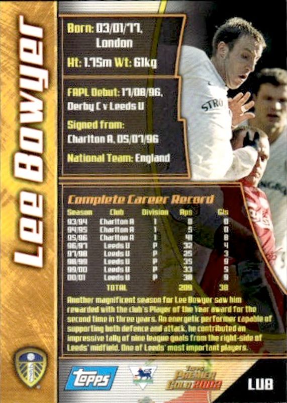 2001-02 Topps Premier Gold 2002 Lee Bowyer #LU8