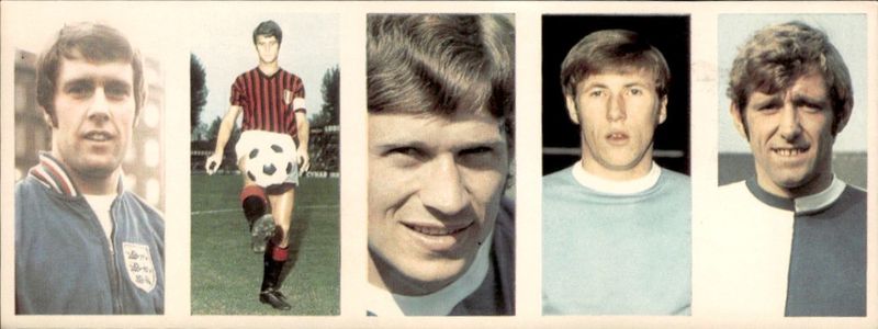 1970 World Cup Souvenirs 5 Card Panels Geoff Hurst Gianni Rivera Colin Bell