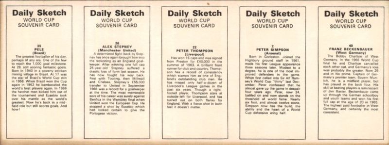 1970 WORLD CUP DAILY SKETCH SOCCER FOOTBALL CARDS FULL UNCUT SET PELE