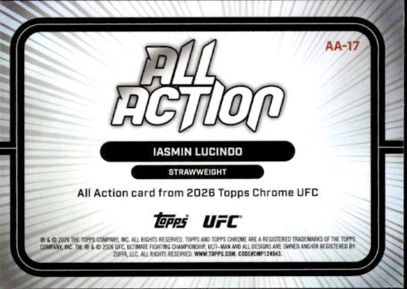 2026 Topps Chrome UFC Iasmin Lucindo AA-17 All Action Refractor