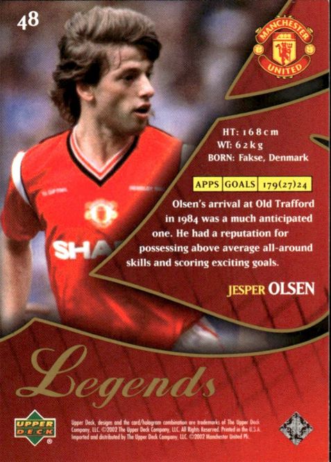 Main Image 2002 Upper Deck Manchester United Legends Jesper ...