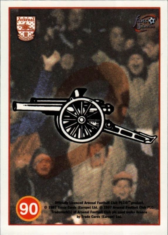 Futera 1997 Arsenal Fans Selection Player / Stadium Montage cards 82-90