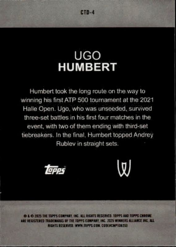 2025 Topps Chrome Tennis CTD-4 UGO HUMBERT Captured Insert