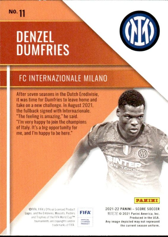 Denzel Dumfries 2021-22 Score FIFA #11 Inter Milan HOT ROOKIES 