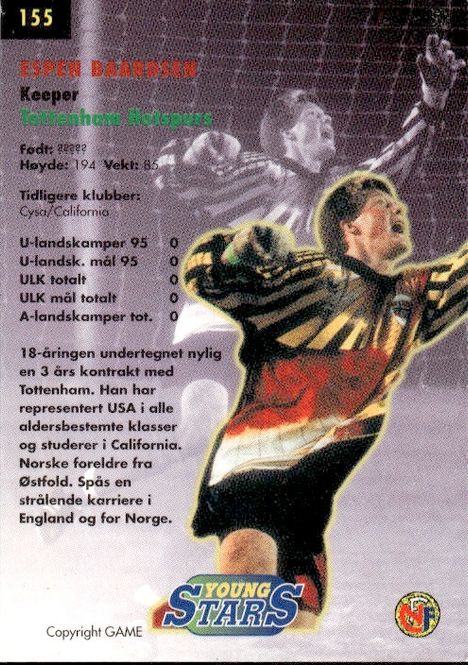 Hovedbilde GAME YOUNG STARS NORWEGIAN SOCCER ESPEN BAARDSEN