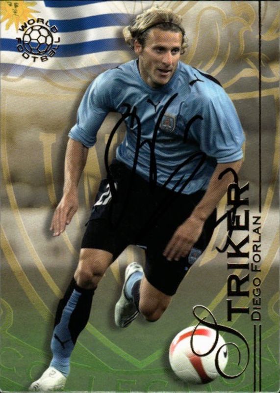 2008 Futera Unique World Football Ruby Diego Forlan #113 ON CARD AUTOGRAPH 