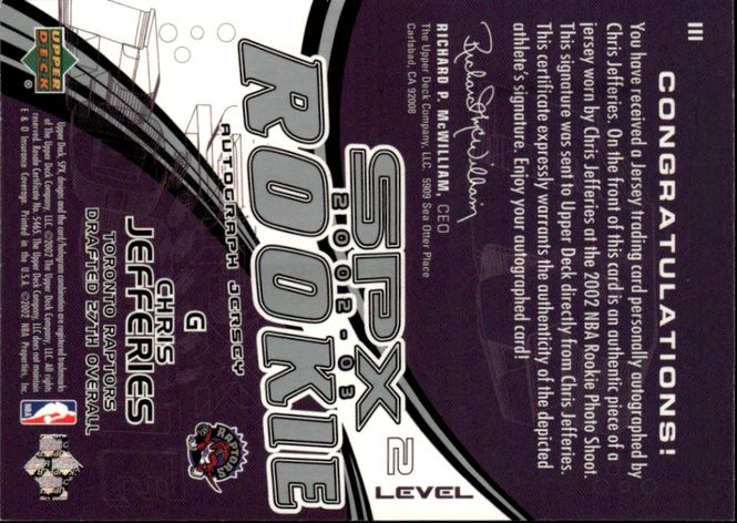 Main Image 2002-03 SPx SPx Rookie Level 2 0203/1999 Chris ...