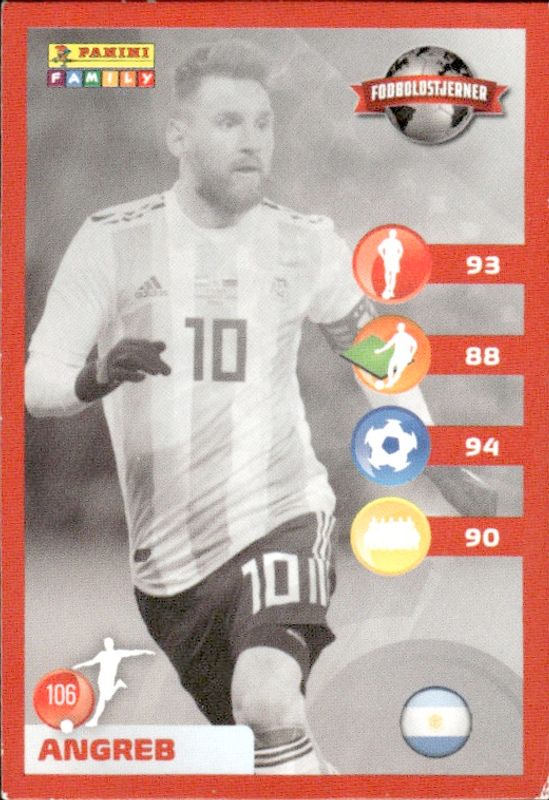2018 Panini Denmark Fodboldstjerner Lionel Messi #106 
