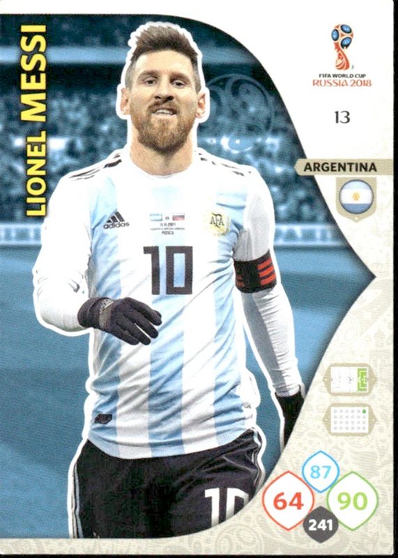 Card No. 13 Lionel MESSI Argentina PANINI ADRENALYN XL WORLD CUP RUSSIA 2018-