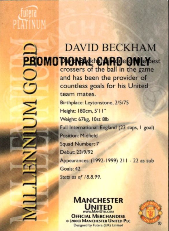 DAVID BECKHAM MILLENNIUM GOLD 2000 FUTERA PROMO