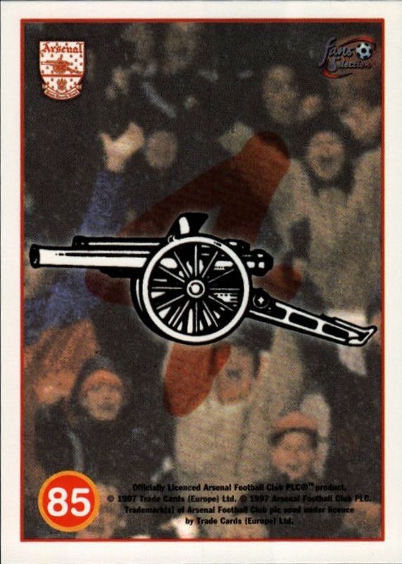 Futera 1997 Arsenal Fans Selection Player / Stadium Montage cards 82-90