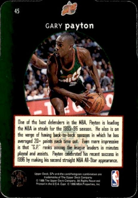 Main Image 1996-97 Gary Payton Upper Deck SPx #45 Seattle ...