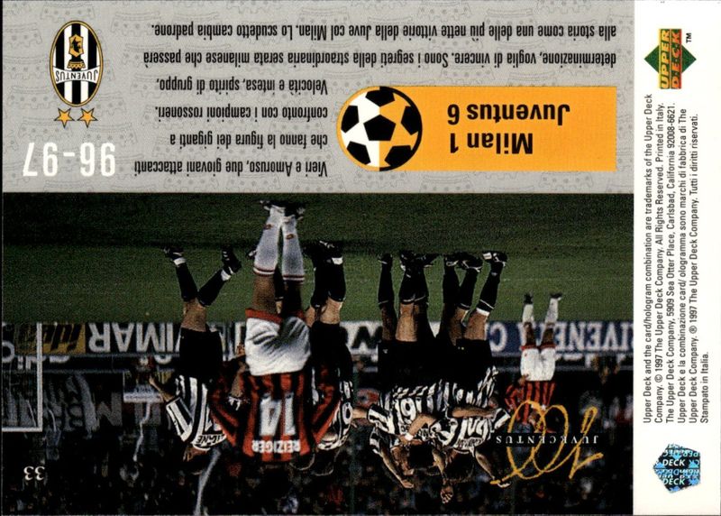 Zinedine Zidane 1997 Upper Deck Juventus momenti Magici card 33