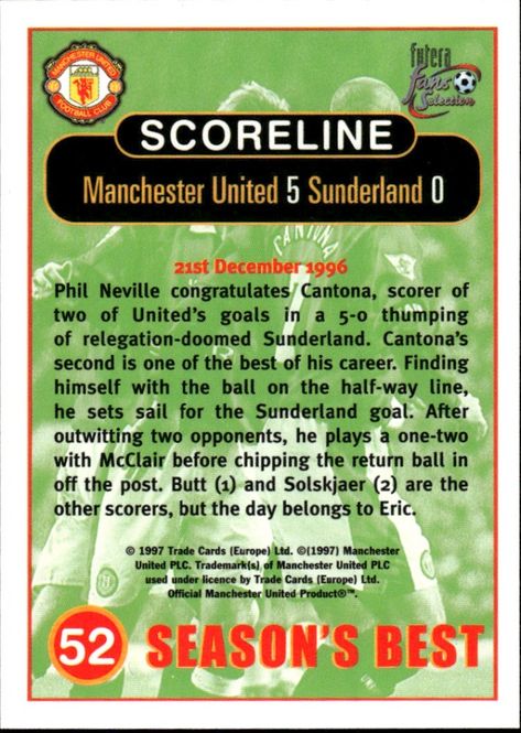 Hovedbilde 1997 Futera Fans Selection Manchester United ...