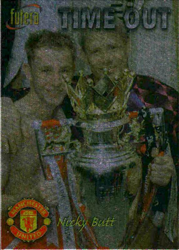 1998 Futera Manchester United Time Out Chrome Foil Nicky Butt/ PETER SCHMICHEL #40 PLAYERS EDITION /500