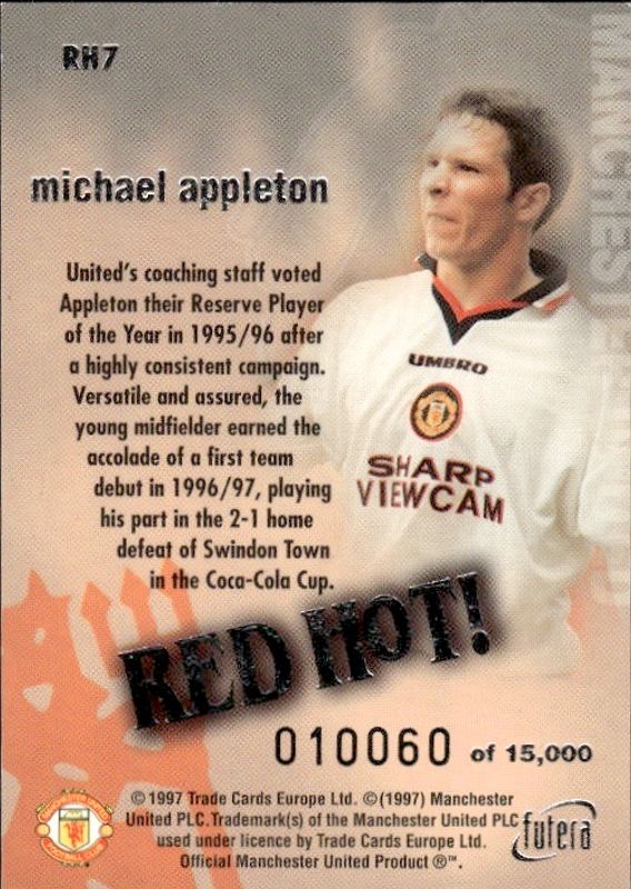 Michael Appleton RED HOT 97 SILVER RH7 #10060/15000