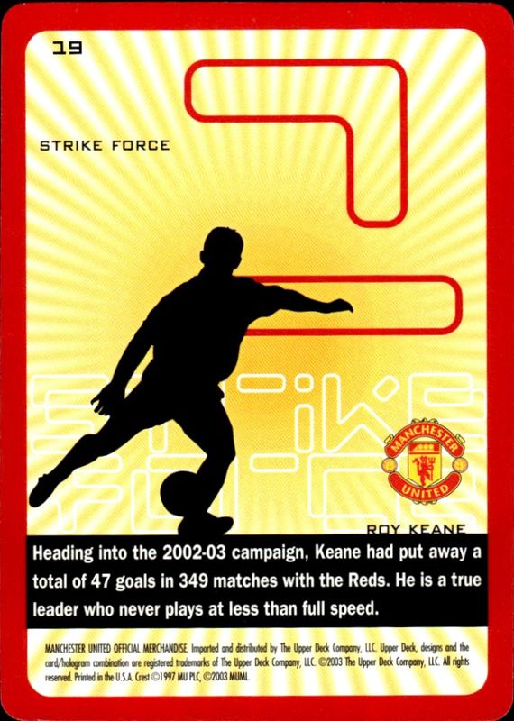 2003 Upper Deck Manchester United Strike Force Roy Keane #19