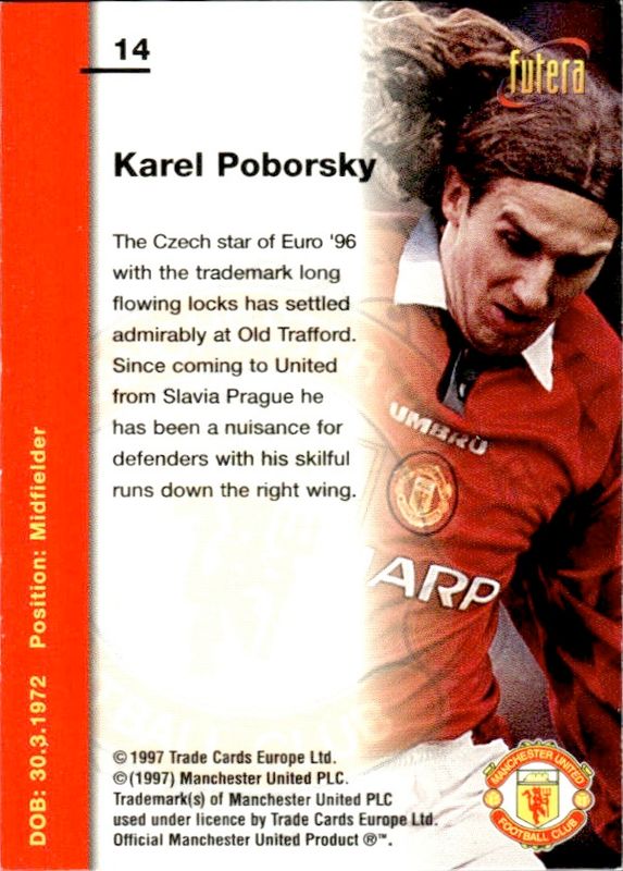 1997 Futera Manchester United FC Karel Poborsky #14
