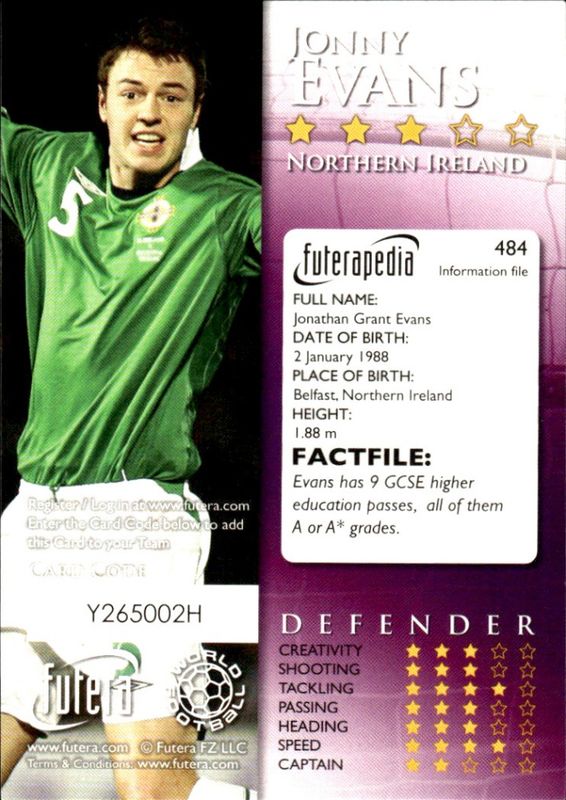 2010 Futera World Football Online Ruby Jonny Evans #484