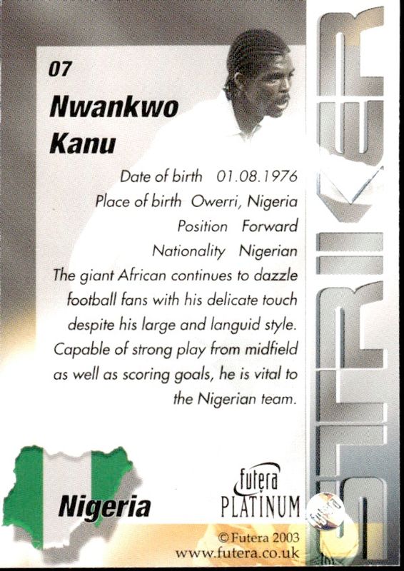 2003 Futera Platinum striker nwankwo kanu #07