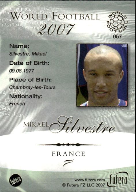 Main Image WORLD FOOTBALL FUTERA 2007 SILVESTRE- AUTOGRAPH ...