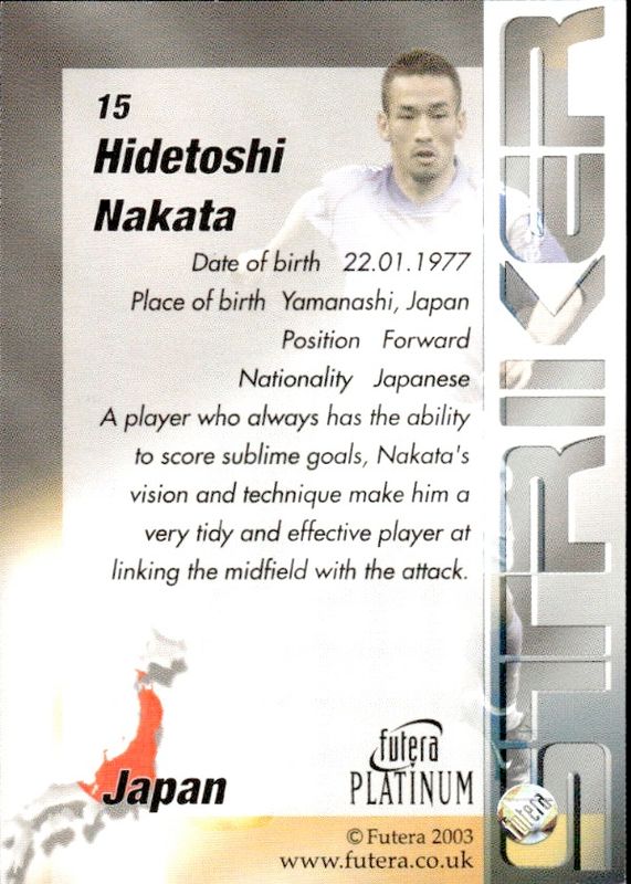 Futera 2003 World Football Platinum Hidetoshi Nakata 