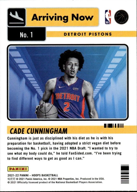 2021-22 Panini NBA Hoops - Arriving Now Cade Cunningham #1