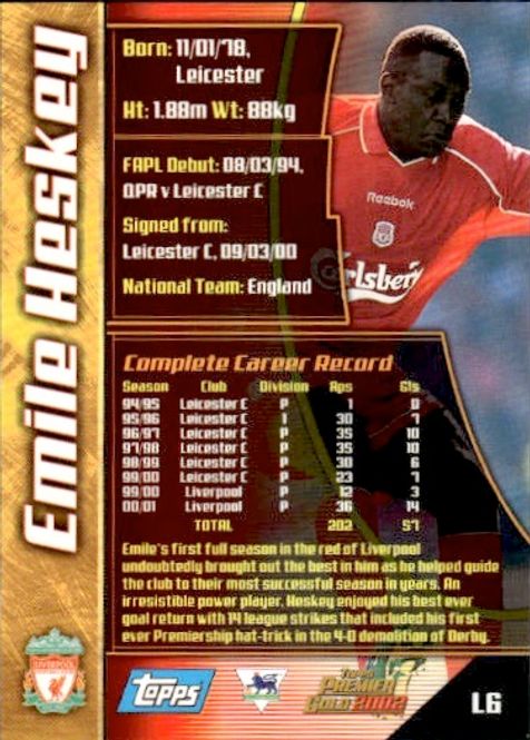 Hovedbilde 2001-02 Topps Premier Gold 2002 Emile Heskey #L6