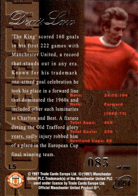 Hovedbilde FUTERA 1997 LEGENDS DENIS LAW 3 CARD SETT ...