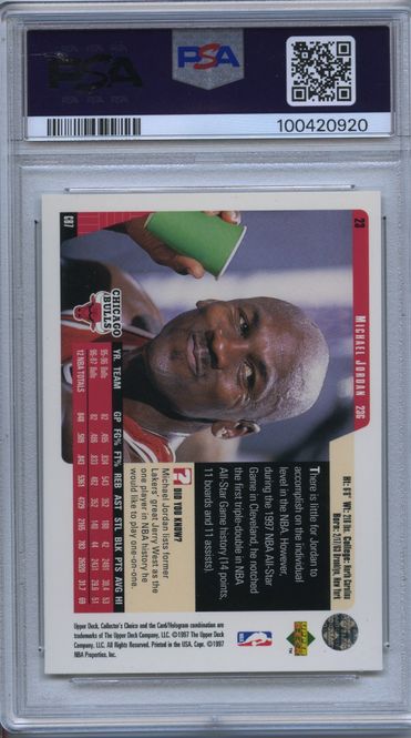 Main Image 1997 COLLECTOR'S CHOICE 23 MICHAEL JORDAN PSA 9 ...