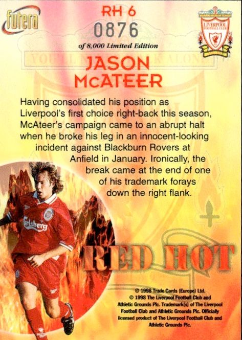 Main Image Jason McAteer LIVERPOOL 98 RH6 #0876/8000