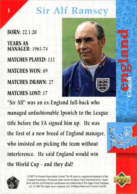 Hovedbilde Upper Deck England 1998 - Sir Alf Ramsey (Call Me ...