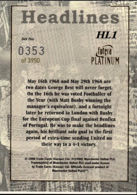 Main Image GEORGE BEST Headlines HL1 #0611/3950
