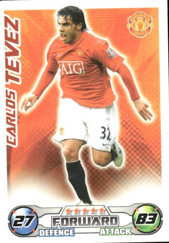 MATCH ATTAX 2008/09 08/09 BLUE BACK MANCHESTER UNITED CARLOS TEVEZ