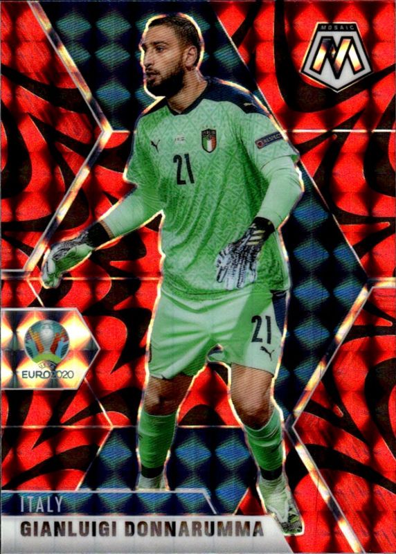 2021 Panini Mosaic UEFA Euro 2020 Gianluigi Donnarumma #131 Red Mosaic Prizm