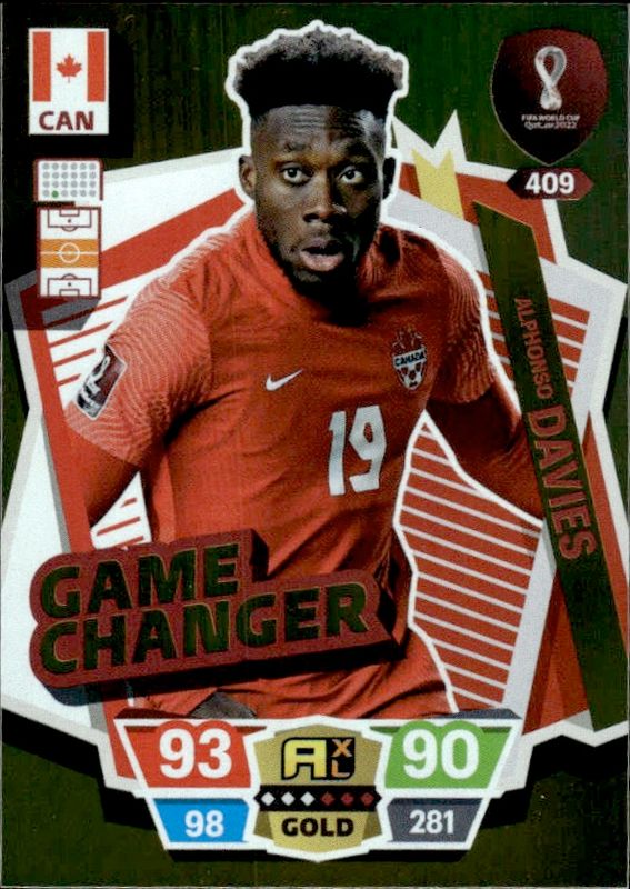2022 Panini Adrenalyn XL FIFA World Cup Qatar Game Changer Alphonso Davies