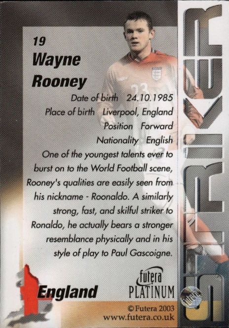 Main Image 2003 Futera Platinum Rookie RC WAYNE ROONEY-