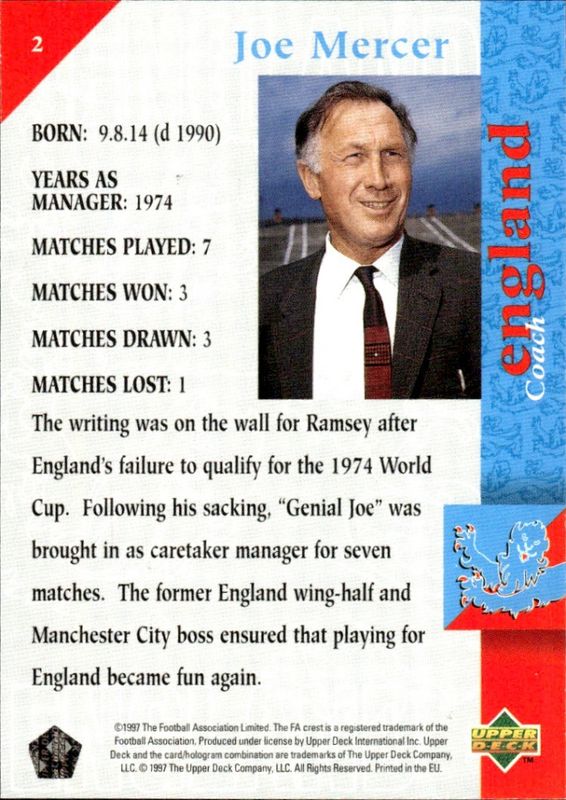 Upper Deck England 1998 - Joe Mercer (Call Me Coach) No. 2